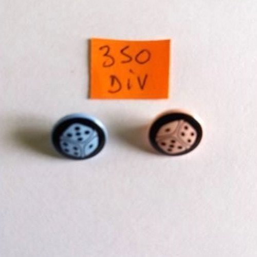 2 boutons résine 1 bouton rose et 1 bleu - vintage - 13mm - 350div