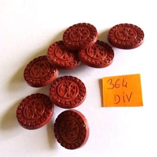 8 boutons résine marron - vintage - 18mm - 364div