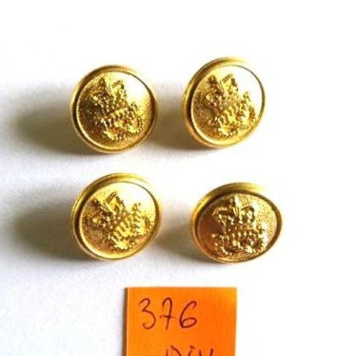 4 boutons en métal doré - 15mm - 376div
