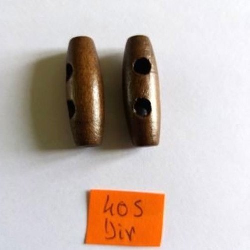 2 boutons brandebourg en bois marron foncé - 30x10mm - 405div