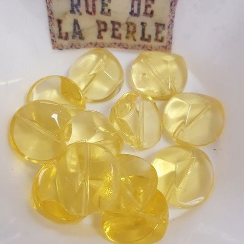 12 perles en verre baroque jaune 16x8mm