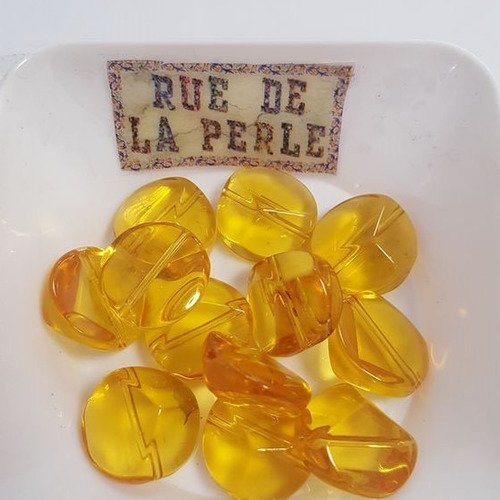 12 perles en verre baroque jaune ambre 16x8mm