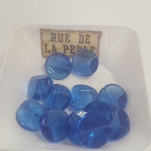 12 perles en verre baroque bleu 16x8mm