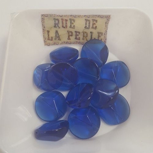 12 perles en verre baroque bleu 16x8mm
