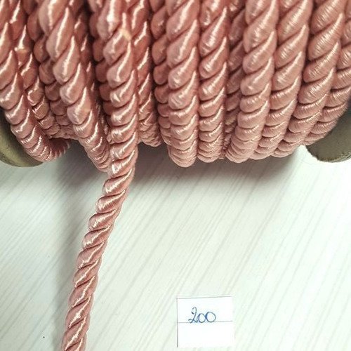 1m de cordon rose - rayher - polyester - 6mm - n°200