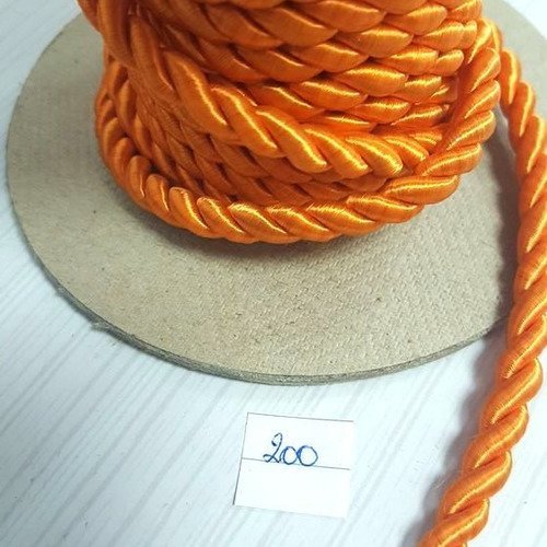 1m de cordon orange - rayher - polyester - 6mm - n°200