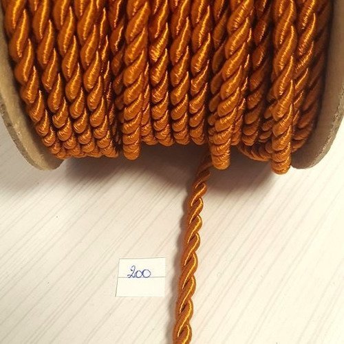 1m de cordon orange foncé - rayher - polyester - 6mm - n°200