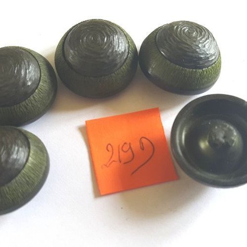 5 boutons résine vert/marron - vintage - 22mm  - 219d