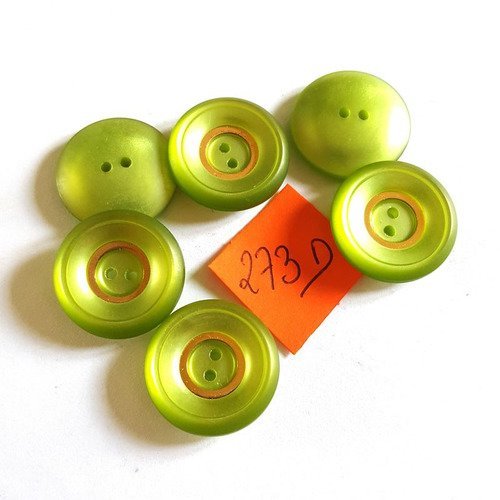 6 boutons résine vert - vintage - 21mm  - 273d