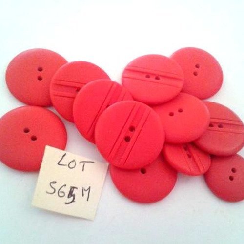 6 boutons résine rouge - vintage - 23mm et 18mm  - 565m