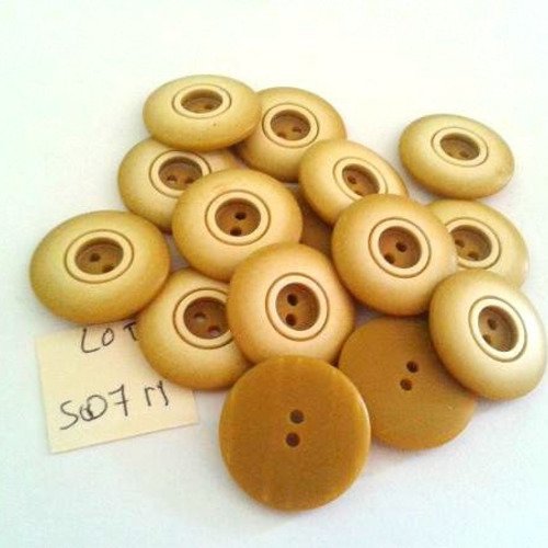 14 boutons résine jaune/ocre - vintage - 22mm - 507m