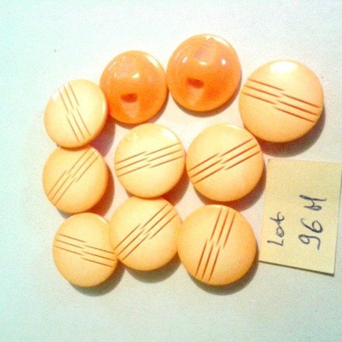 10 boutons résine orange - vintage - 18mm - 96m