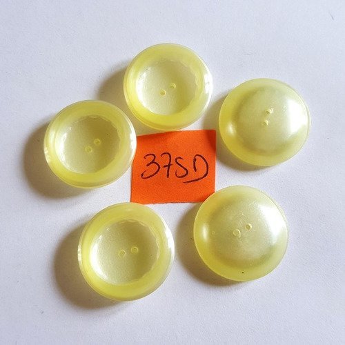 6 boutons résine jaune - vintage -  23mm  - 375d