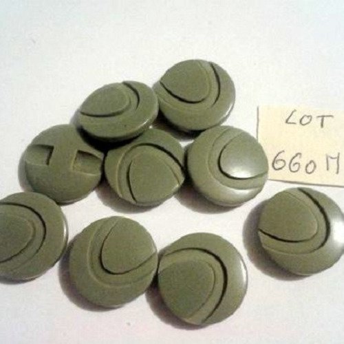 9 boutons résine vert - vintage - 18mm - 660m