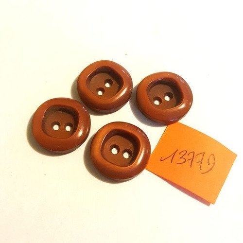 4 boutons résine marron - vintage - 17mm - 1377d