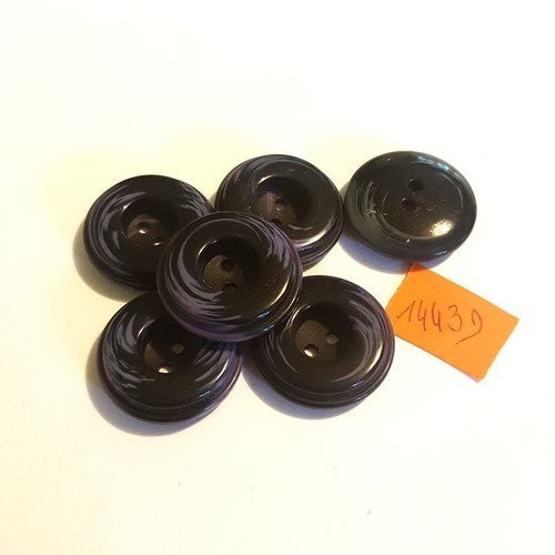 6 boutons résine violet bicolore - vintage - 28mm - 1443d