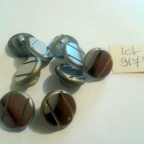 9 boutons en verre gris - 13mm - 917m