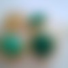 4 boutons en résine vert et doré - 24mm - 982m