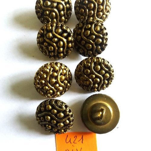 4 boutons métal doré - vintage - 19mm - 421div