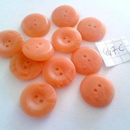 11 boutons en résine orange (saumon) - 18mm - 447c