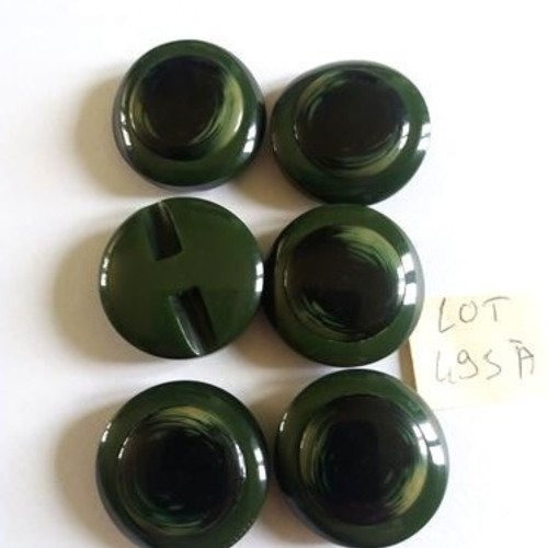 6 boutons en résine vert foncé - 28mm - 495a