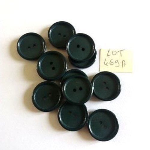 6 boutons en résine vert foncé - 20mm - 469a