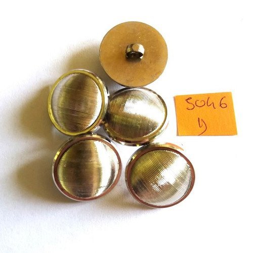 5 boutons résine argenté - vintage - 22mm - 5046d