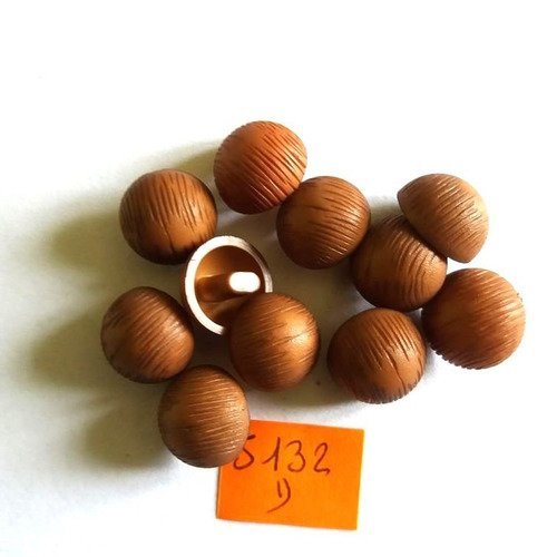 11 boutons résine marron (boule) - vintage - 13mm - 5132d