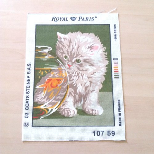 1 Canevas Poisson Rouge Et Un Chat Royal Paris 22x29cm