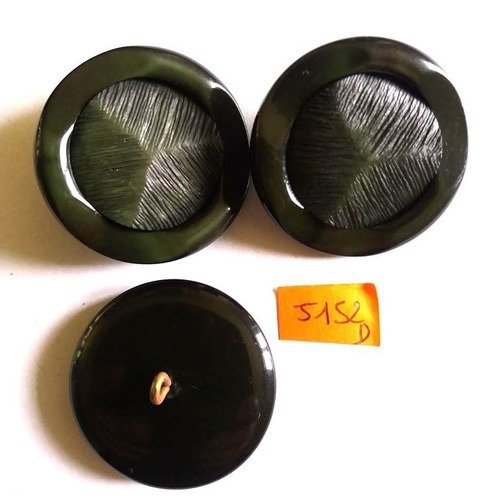 3 boutons résine vert - vintage -37mm - 5152d