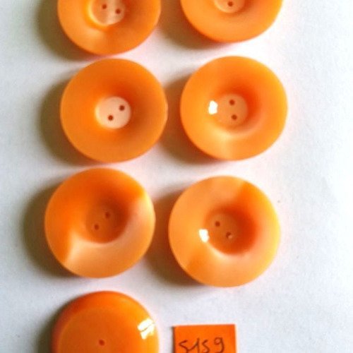7 boutons résine orange - vintage -26mm - 5159d