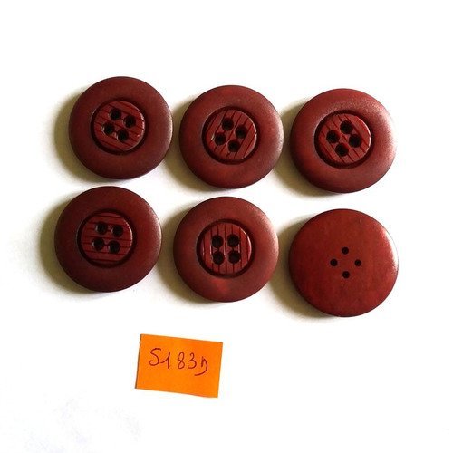 6 boutons résine violet - vintage - 29mm - 5183d