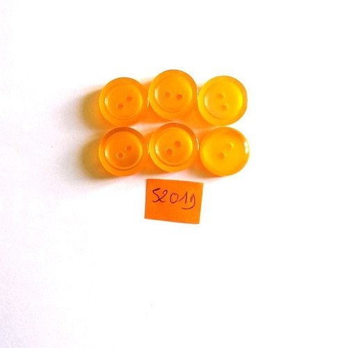 6 boutons résine orange - vintage - 18mm - 5201d