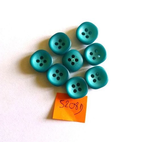 8 boutons résine bleu - vintage - 13x13mm - 5208d
