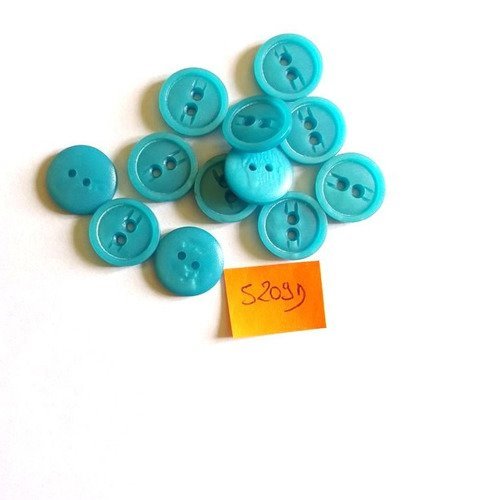 6 boutons résine bleu - vintage - 15mm - 5209d