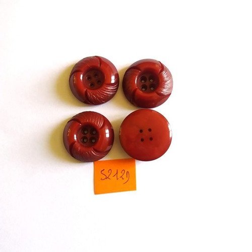 4 boutons résine bordeaux - vintage - 24mm - 5212d