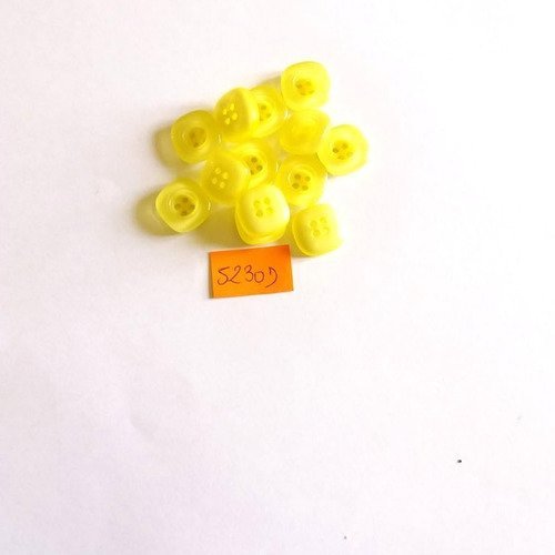 13 boutons résine jaune - vintage - 19x19mm - 5230d