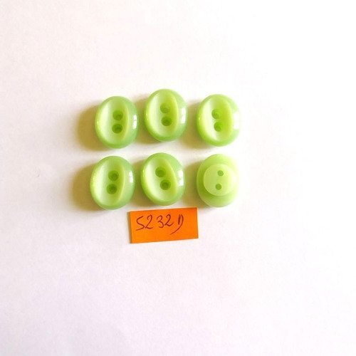 6 boutons résine vert clair - vintage - 18mm - 5232d