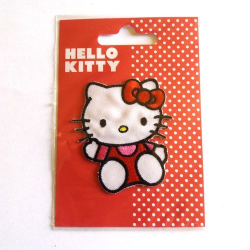  1 thermocollant - hello kitty - blanc et rouge - applique a coudre