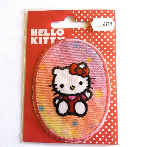  1 thermocollant - hello kitty - blanc et rouge - applique a coudre