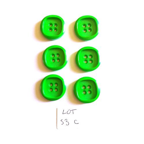 6 boutons en résine vert - 22mm - 53c