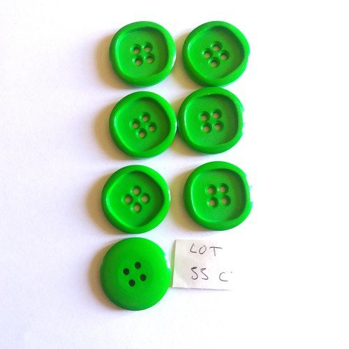 7 boutons en résine vert - 25mm - 55c