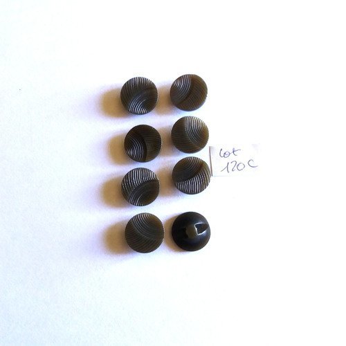 8 boutons en résine gris foncé - 15mm - 120c