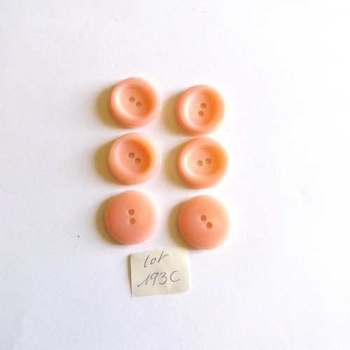6 boutons en résine rose - 21mm - 193c