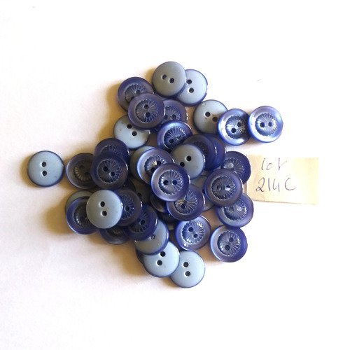 15 boutons en résine bleu - 11mm - 214c