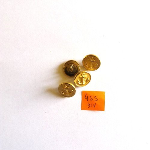 4 boutons en métal doré - 15mm - 455div