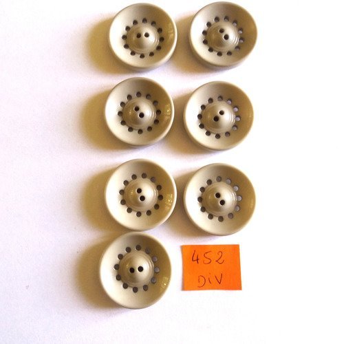 7 boutons en résine gris - 25mm - 452div
