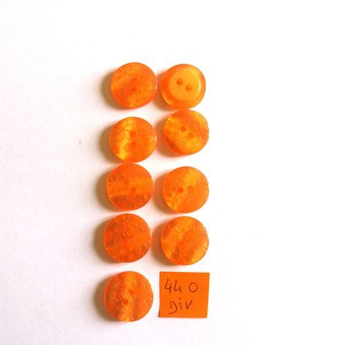 3 boutons en résine orange - 18mm - 440div