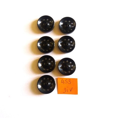 7 boutons en résine bleu foncé - 17mm - 453div