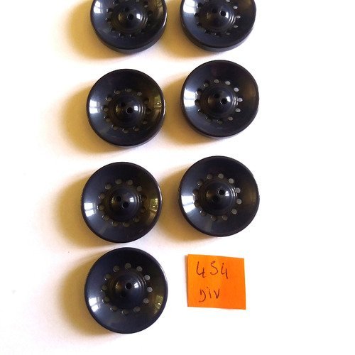 7 boutons en résine bleu foncé - 25mm - 454div
